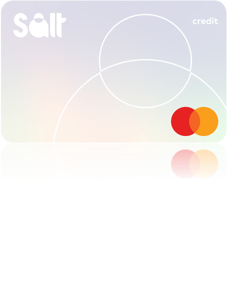 Cardul Salt Credit silver, fără număr, CVV sau dată de expirare afișate.